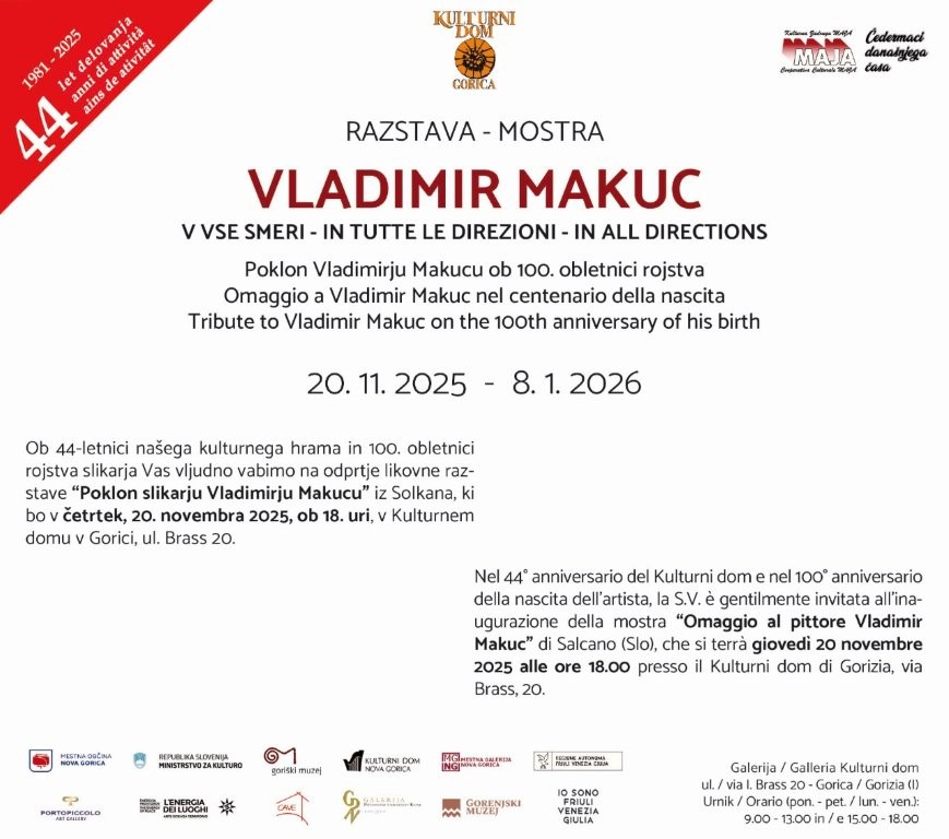 Kulturni dom Gorica gosti zaključek razstav ob 100. obletnici Vladimirja Makuca