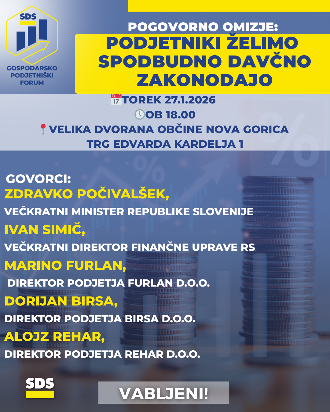 V Novi Gorici pogovorno omizje: “Podjetniki želimo spodbudno davčno zakonodajo”