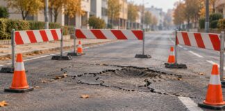 Udor vozišča – simbolna slika, ustvarjena z umetno inteligenco.